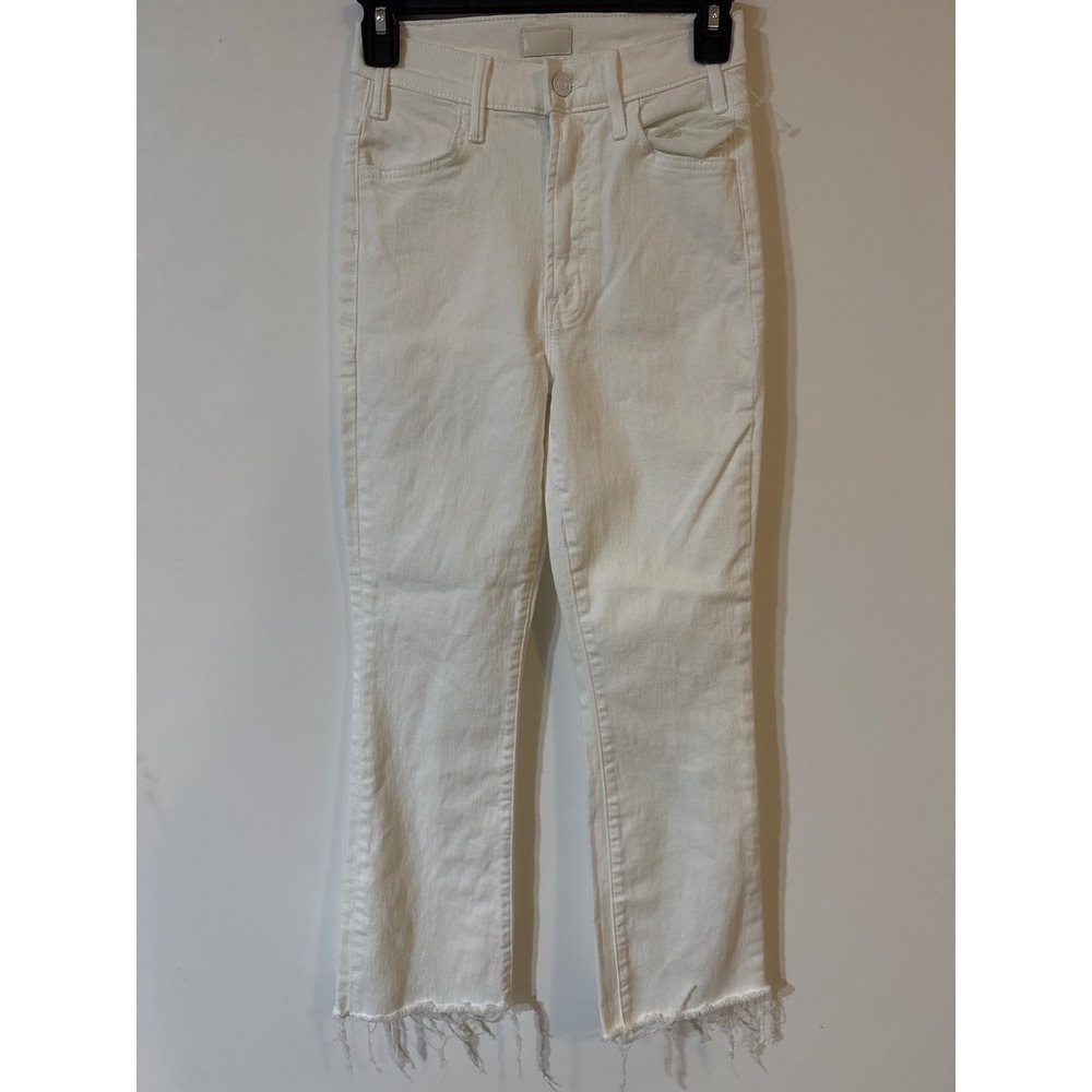 Mother Denim High Waisted Frayed Hem Cropped Jeans White Size 25